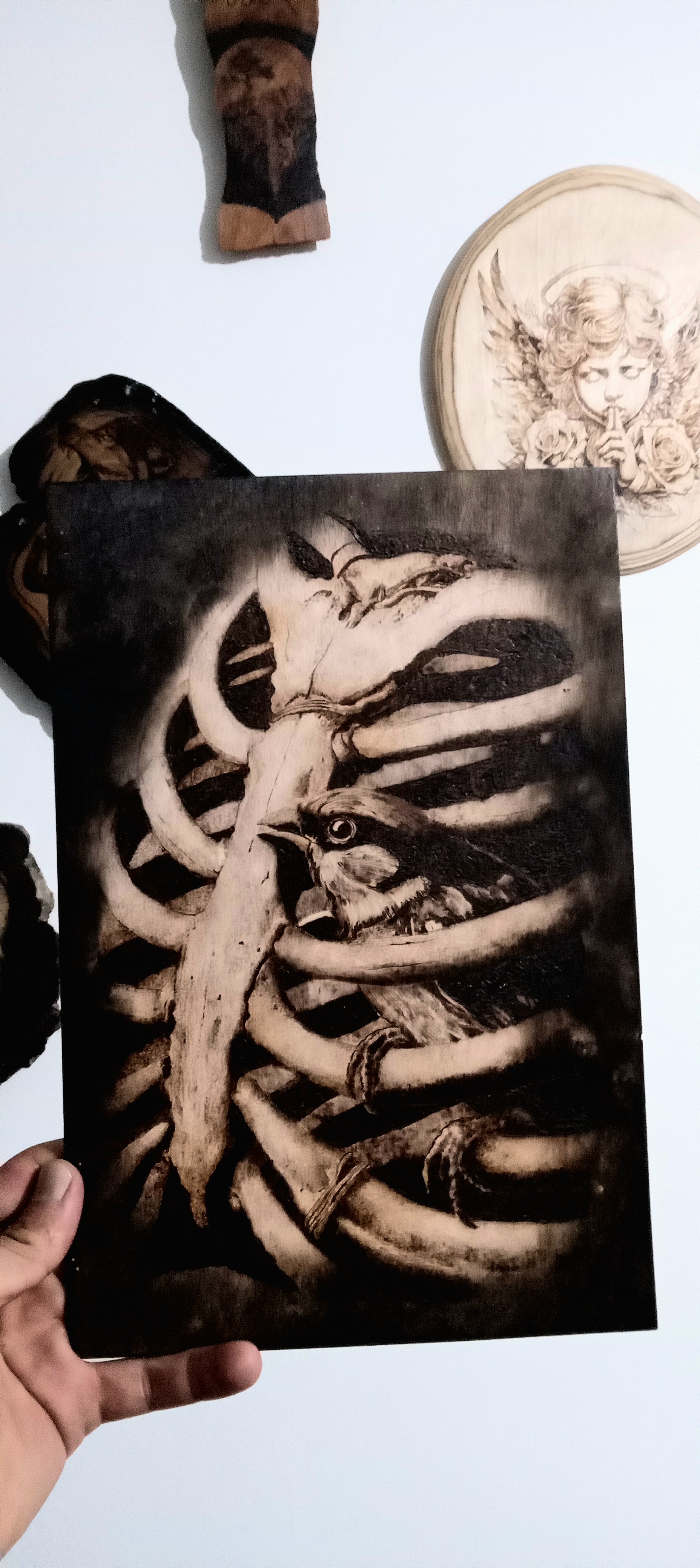 تابلو سوخته نگاری طرح گنجشک